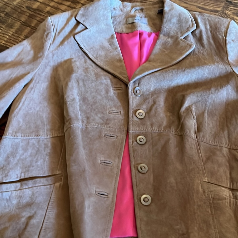 Tan Leather Suit Jacket - image 2